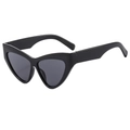 Classic black cat-eye sunglasses with oversized thick frames and dark lenses for women - Black Frame Black Grey Lens