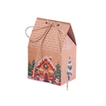 Weihnachts-Geschenkbox in Hausform aus braunem Kraftpapier mit festlichem Motiv und Hanfseil - Lebkuchenmann