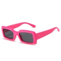 Occhiali da sole quadrati rosa acceso alla moda con lenti grigio scuro retrò - Montatura Rosso Rosa Lenti Grigie