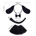 Black dalmatian dog costume set for girls including headband bowtie tail and tutu skirt - Black Pug 3-Piece Set + Black Tutu Skirt