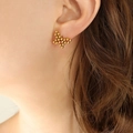 Gouden vlinder oorknopjes met kleine kralen handgemaakt voor dames in elegante stijl - F440-Gouden Oorbellen / Gouden oorbellen