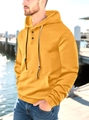 Sweat à capuche homme jaune moutarde avec maille à chevrons et cordon serrage - Orange