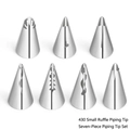 7 piece small size 430 stainless steel piping nozzle set for cake skirt ruffles - 7 Pieces Ruffle Piping Nozzles Set