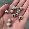 Handcrafted Baroque freshwater pearls with gold-plated irregular metal inlay for DIY jewelry - No.36 Width 8-10mm Through Hole