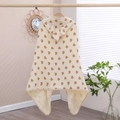 Soft cotton muslin baby hooded poncho towel featuring a cute brown bear pattern and ears - Bear Head / 70*140cm