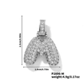 Ciondolo lettera M argento con zirconi, collana stile hip hop alta 2,5 cm - Pendaglio argento lettera M