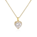 Elegante collana in rame placcato oro 18K con ciondolo a cuore in zircone su sfondo bianco - Bianco