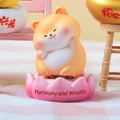 Cute Shiba Inu car ornament on pink lotus base with spring neck and lucky text - A181 Shiba Inu on Lotus
