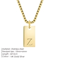 14K gold plated stainless steel necklace with rectangular initial Z letter pendant - Letter Z / Steel