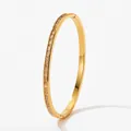 Gold stainless steel bangle featuring white rectangular-cut zircon crystals - Gold White Zirconia Style (SAK947)