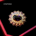 Elegant gold butterfly brooch with oval purple gemstone and marquise zircons, 2.7cm size - Purple Gem Flower Style (B746)