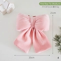 Pink velvet Christmas bow ornament for holiday decoration, size 20x21cm medium model - 20x21cm / Pink Flocked Bow (Medium)