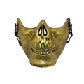 Masque de crâne tactique demi-visage doré antique pour Halloween et fêtes de protection - Or Antique
