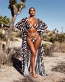 Detalle del pareo con estampado de cebra y conjunto de bikini para vacaciones de verano - Cebra Negro