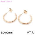 Textured C-shaped rose gold hoop earrings with hammered finish and geometric design - 20x2mm / Rose Gold (KE98648-KFC)