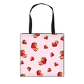 Sac fourre-tout rose avec imprimés fraises et bandoulières noires de la série fruits - Imprimé Fraise Rose