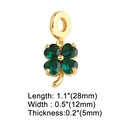 Golden four-leaf clover pendant with green gemstone, 28mm x 12mm x 5mm jewelry charm - Clover Pendant / Green