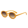 Retro round punk sunglasses with orange frames and brown gradient lenses for street style - C5 Orange