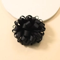 Handmade black grosgrain ribbon hair tie featuring a layered flower ball design - Black