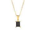 Collier minimaliste en or avec un élégant pendentif en zircon rectangulaire noir - Noir