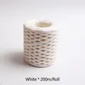 Roll of white raffia paper ribbon for gift wrapping and DIY crafts, 200m length - 200m/Roll / White