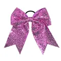 8-inch pink sequin oversized bow hair tie with elastic band for girls' hairstyles - Pink