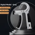 Adjustable grip strengthener in black and grey with 5-60kg resistance and LCD counter - 5-60kg Electronic Counting / Grey & Black