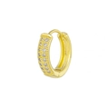 Eleganter 18K vergoldeter Huggie-Ohrring mit drei Reihen mikroverlegter Zirkonia-Steine - EK00248 / Gold