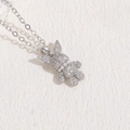 Collana con ciondolo a coniglio in argento con zirconi, perla bianca e catenina - Coniglio di Perla Argentato
