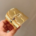 Adjustable wide gold-plated arm cuff featuring unique liquid-style wavy texture - Gold Irregular Wave Texture Style