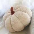 Nordic style cream white pumpkin plush throw pillow with soft textured lamb wool fabric - Milky White