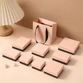 Pink and black jewelry packaging set with cardboard gift boxes and a matching paper bag - 5*5*3cm Ring Box / Pink Black (No Logo)