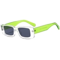 Occhiali da sole squadrati retrò con stanghette verde neon e lenti grigio scuro - Montatura Trasparente Asta Verde C02