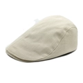 Classic beige flat cap in textured fabric for women, minimalist retro newsboy style - M(56-58cm) / Beige
