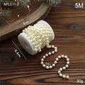 Roll of 5M cream faux pearl beads string 0.6cm diameter for DIY Christmas tree decoration - 0.6CM Cream Round Beads / 5 Meters