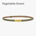 Slanke olijfgroene echt leren riem voor dames met een elegante matgouden metalen gesp - Groente Groen