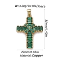 Golden cross pendant with emerald green zircon stone and copper material details - Emerald Cross Style (130-2)