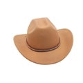 Chapeau de cowboy en feutre camel avec un bandeau marron orné de strass argentés brillants - Camel