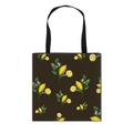 Grand sac cabas pliable en toile avec motif citron et fleurs pour femmes élégantes - Imprimé Citron Jaune