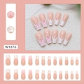 24 Stück 3D Eisblumen French Tip Press-on Nägel in eleganter Ballerina-Form für Damen. - Sanfte Eisblume
