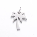 Polished silver stainless steel palm tree pendant with a top hanging ring accessory - Palm Tree / Steel