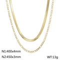 Set di collane dorate a due strati con catena a serpente e catena figaro elegante - Oro (KN232341-Z)