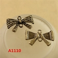 Antique bronze zinc alloy bow pendant with polka dot texture for DIY jewelry making - A1110-20*12MM