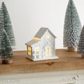 White LED Christmas house decoration with snow texture and warm lights 22X6X7CM - Flocked White Long House-Style C (22X6X7CM)