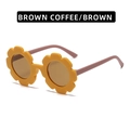Sunflower round kids sunglasses with yellow flower frame and brown tinted lenses - Matte Khaki Yellow Frame Mauve Temple Brown Lens