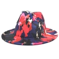 Felt jazz hat featuring vibrant red blue and black abstract graffiti art prints - Red Pink Abstract Print (Color Graffiti 2)