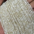 Faceted white shell loose beads with pearlescent luster for DIY jewelry making - Moonlight Shell 3mm