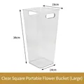 Transparent acrylic flower bucket with handles, dimensions 19x38cm, weight 760g - Transparent Bucket (large Square Handle); Flower Bucket