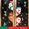 Detaillierte Weihnachtsfensteraufkleber Set mit Weihnachtsmann, Rentier und Schneeflocken - Modell AMJ048