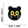 Toppa gatto nero ricamata con occhi gialli e misure dettagliate di 3,2 cm x 3 cm - Testa di Gatto (X3UL-048-23)